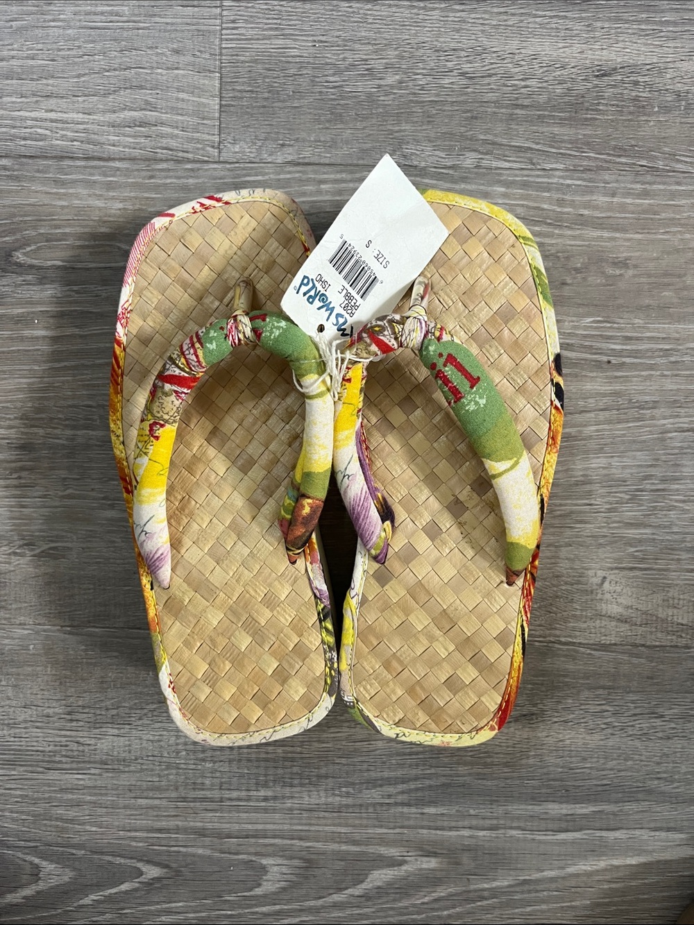 NEW Jams World Woven Straw Platform Flip Flops with Hawaii Map Pattern Straps